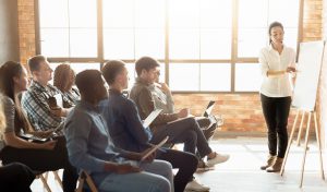 woman teaching a class