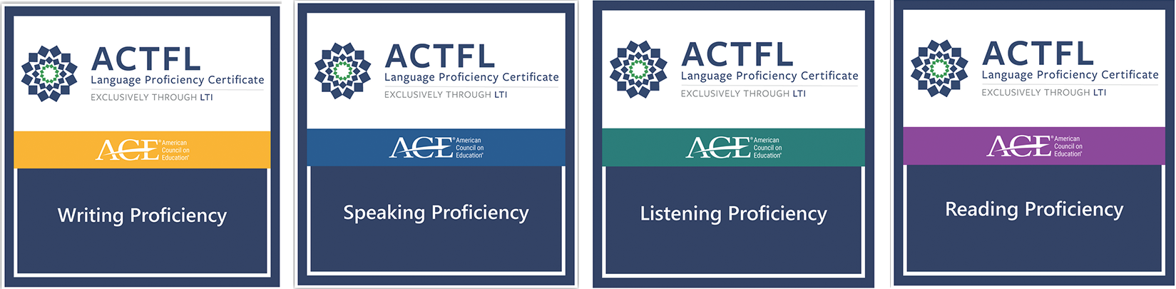 ACTFL Writing, Speaking, Listening and Reading Proficiency